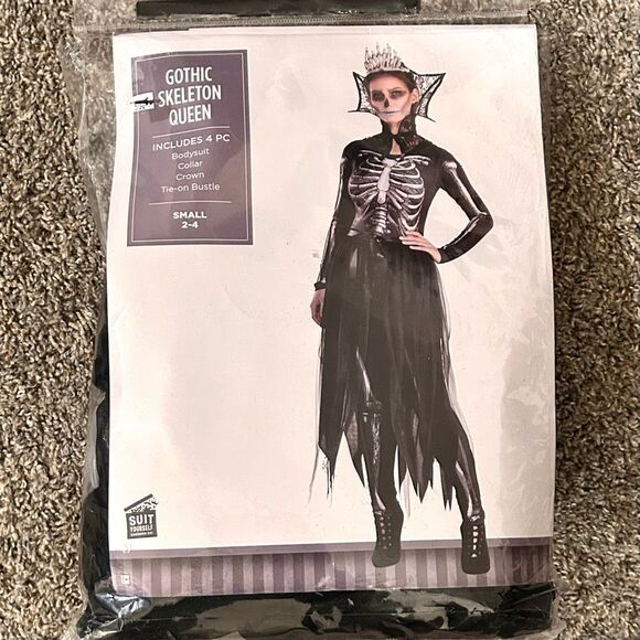 Gothic Skeleton Queen Cosplay Halloween Costume Womens Size Small (2-4) NEW! - Picture 1 of 4